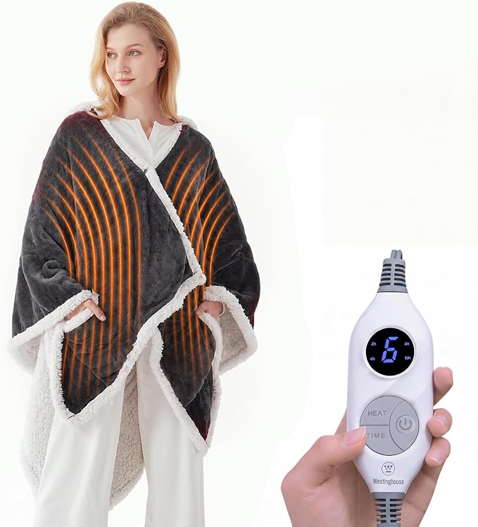 🔥 12 FOR ONLY $29.99! Heated Sherpa Wrap with Foot Pocket – Cozy Warmth, Overheat Protection & Auto Shut-Off