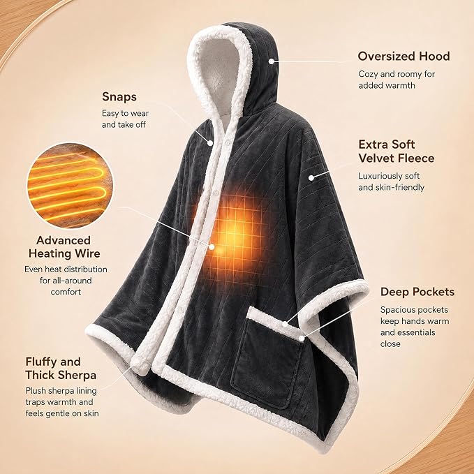 🔥 12 FOR ONLY $29.99! Heated Sherpa Wrap with Foot Pocket – Cozy Warmth, Overheat Protection & Auto Shut-Off