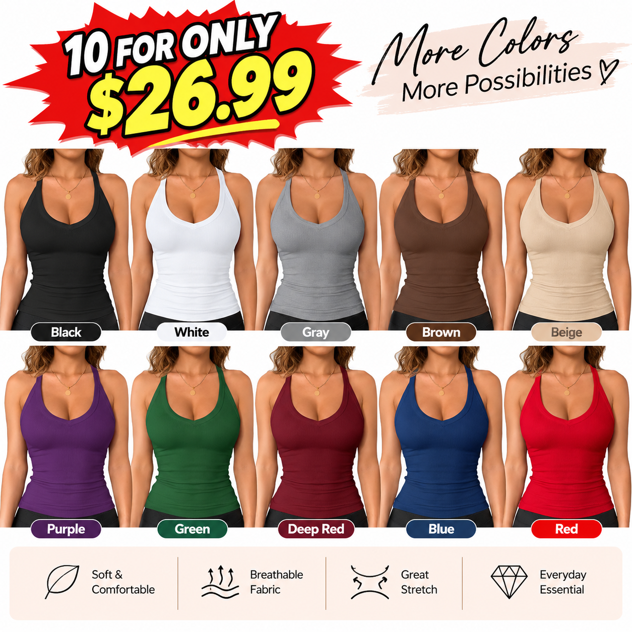 Built-in Bra Ribbed Solid Tank Top