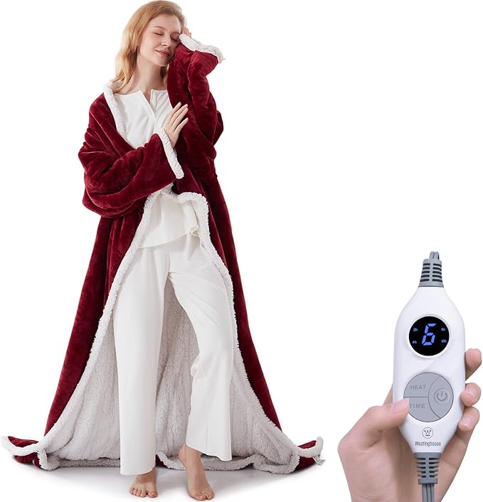 🔥 12 FOR ONLY $29.99! Heated Sherpa Wrap with Foot Pocket – Cozy Warmth, Overheat Protection & Auto Shut-Off