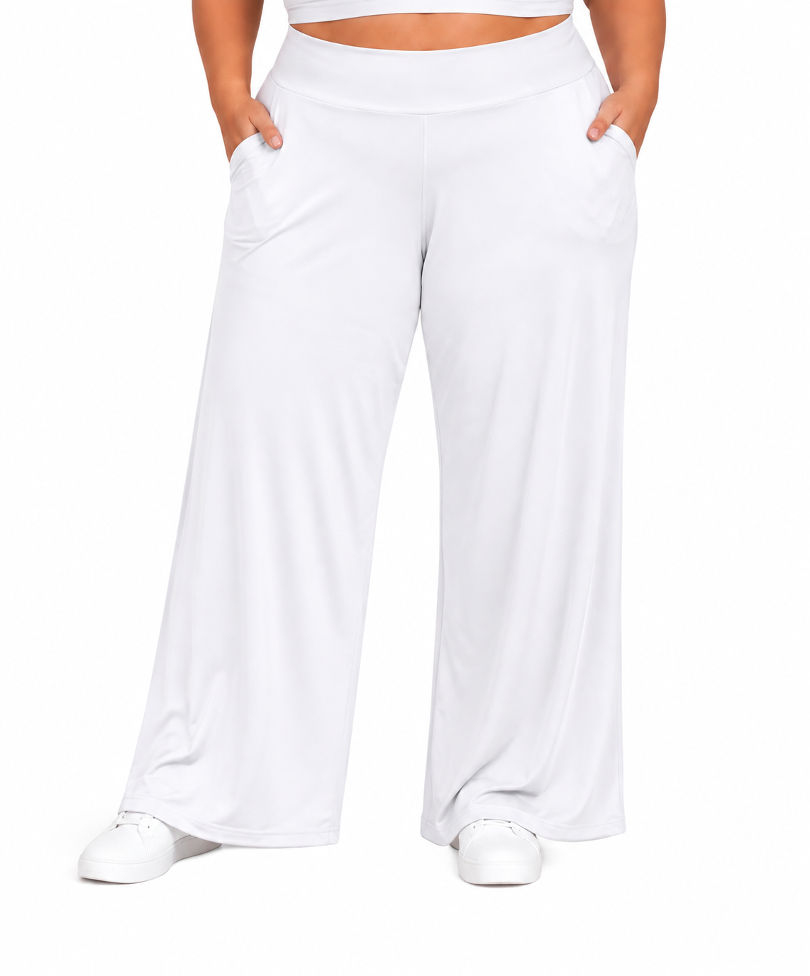 🔥 HOT SALE | Women's Plus Size Stretchy Wide-Leg Palazzo Pants – Loose, Comfy High-Waist Lounge Pants