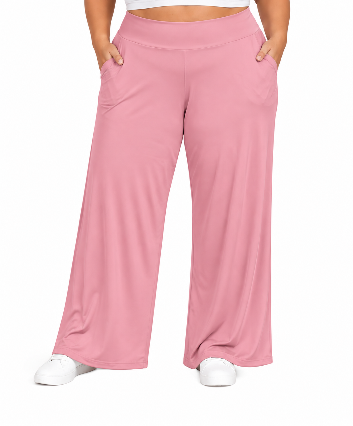 🔥 HOT SALE | Women's Plus Size Stretchy Wide-Leg Palazzo Pants – Loose, Comfy High-Waist Lounge Pants