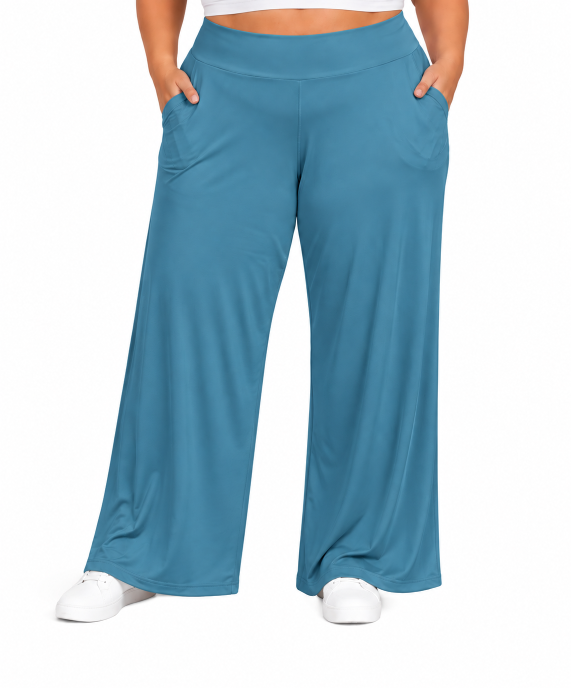 🔥 HOT SALE | Women's Plus Size Stretchy Wide-Leg Palazzo Pants – Loose, Comfy High-Waist Lounge Pants