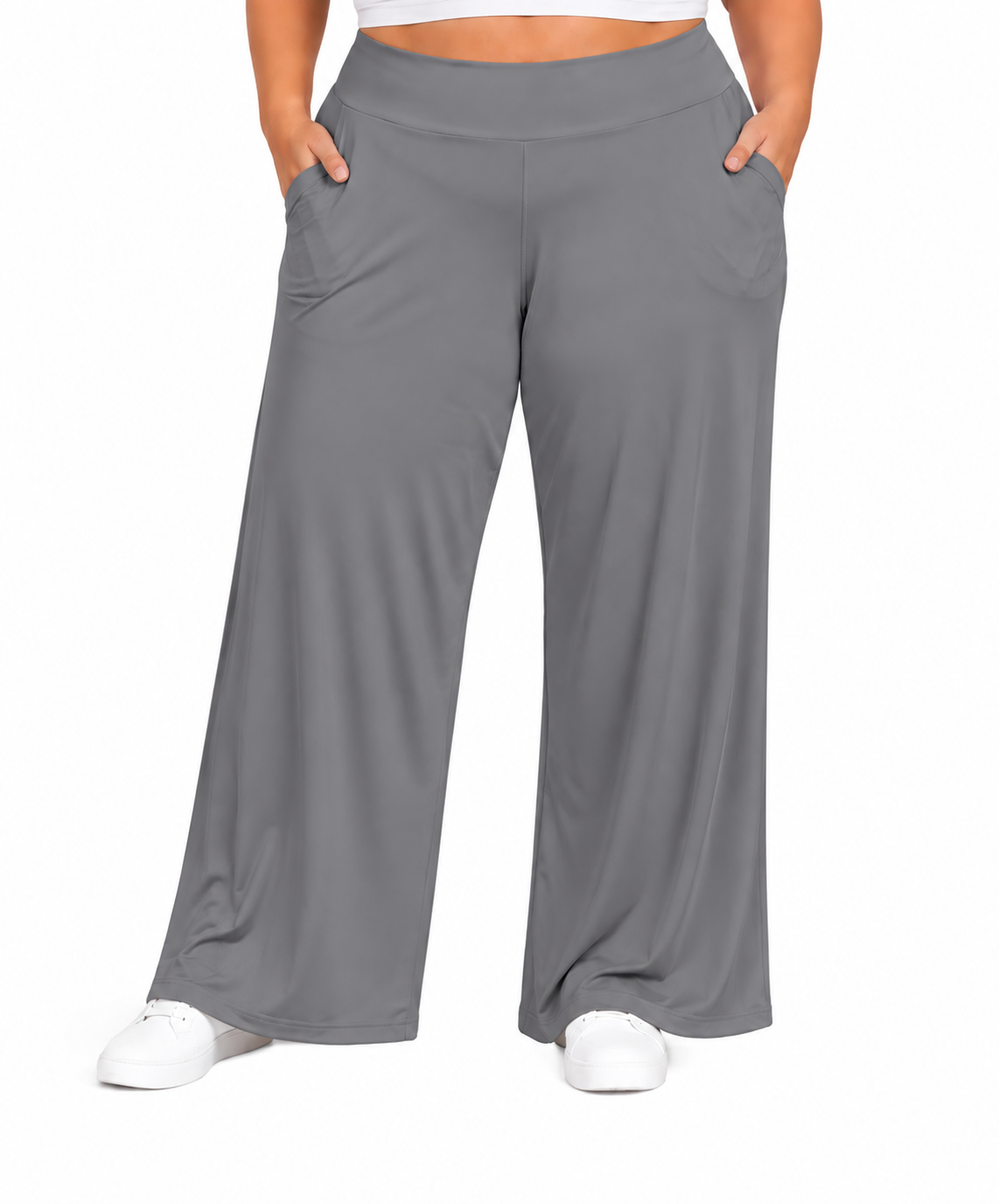 🔥 HOT SALE | Women's Plus Size Stretchy Wide-Leg Palazzo Pants – Loose, Comfy High-Waist Lounge Pants