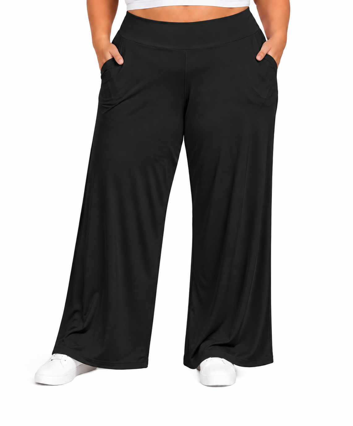 🔥 HOT SALE | Women's Plus Size Stretchy Wide-Leg Palazzo Pants – Loose, Comfy High-Waist Lounge Pants
