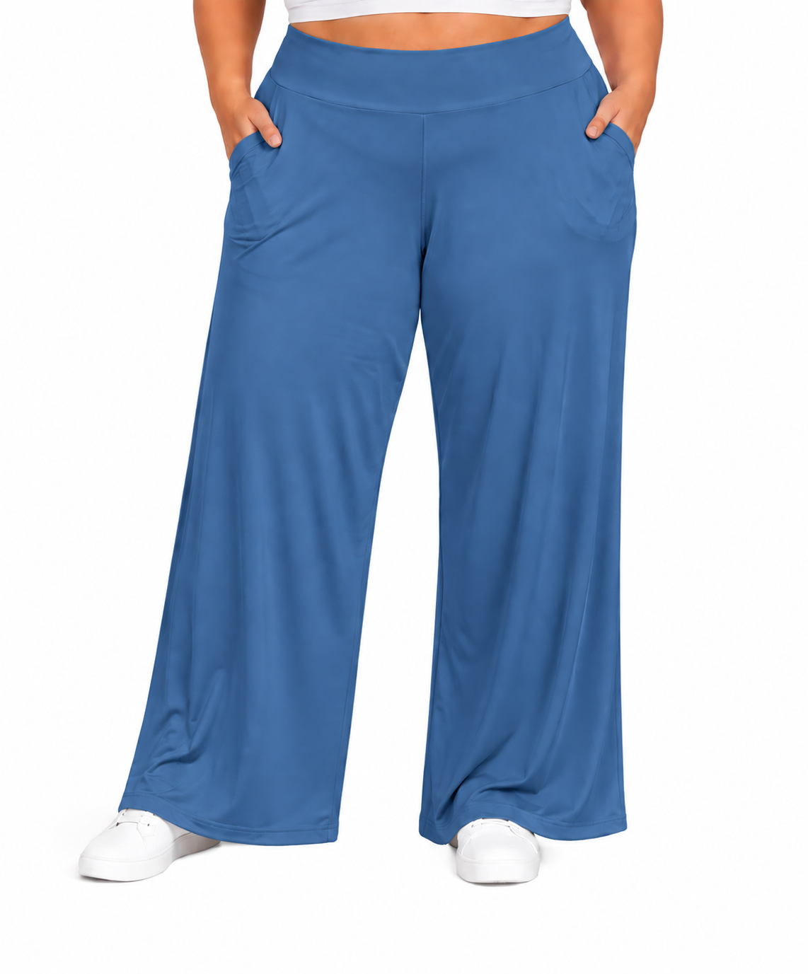 🔥 HOT SALE | Women's Plus Size Stretchy Wide-Leg Palazzo Pants – Loose, Comfy High-Waist Lounge Pants
