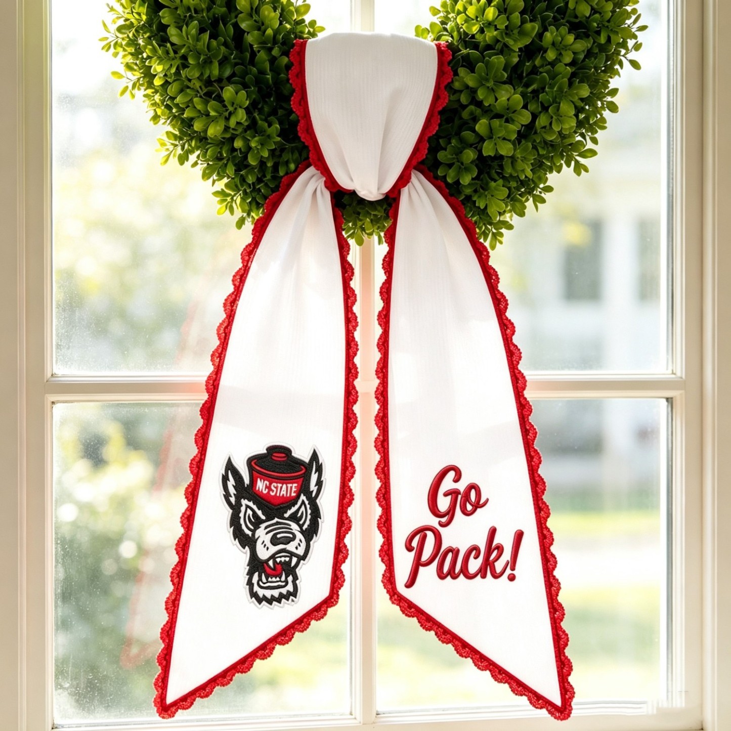 Personalized College Football Wreath Sash, Custom Monogram Door Bow, Striped Game Day & Tailgate Decor