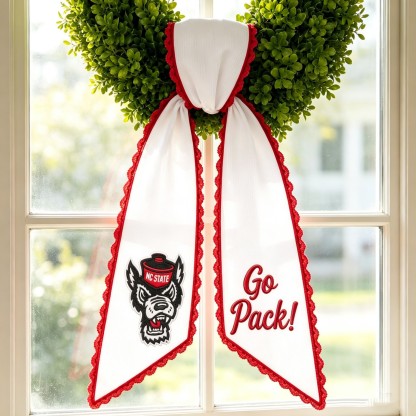 Personalized College Football Wreath Sash, Custom Monogram Door Bow, Striped Game Day & Tailgate Decor
