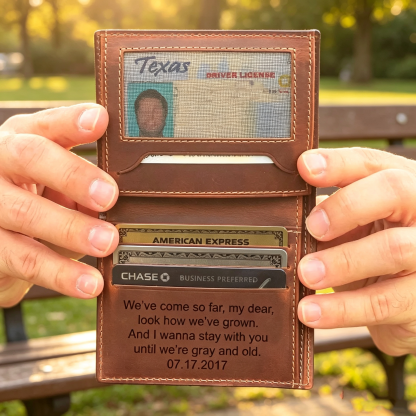Personalized Trifold Leather Wallet for Men – Custom Engraved Gift for Husband, Boyfriend or Dad