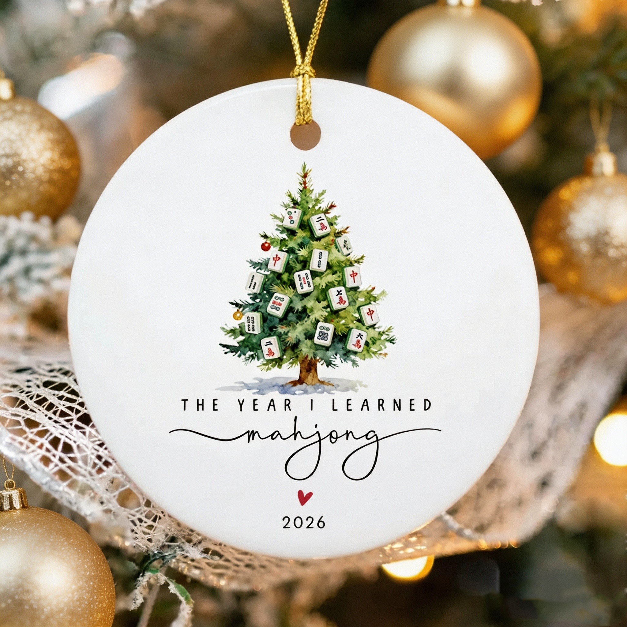 Personalized Mahjong Christmas Ornament – Custom Year Holiday Gift for Mahjong Lovers & Game Night Friends