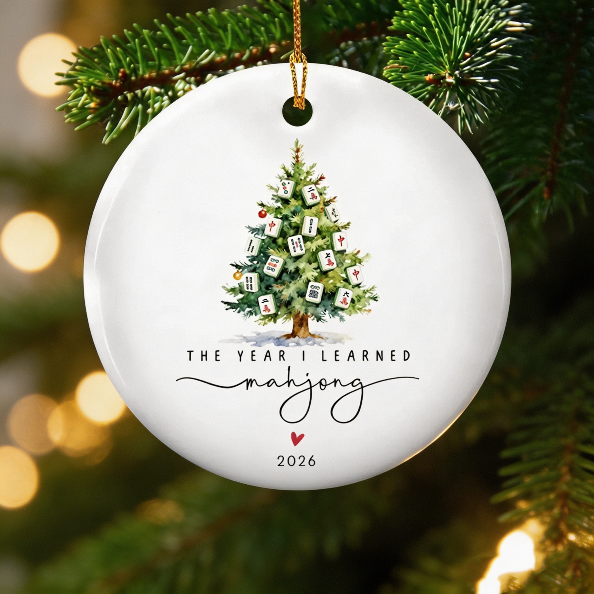 Personalized Mahjong Christmas Ornament – Custom Year Holiday Gift for Mahjong Lovers & Game Night Friends