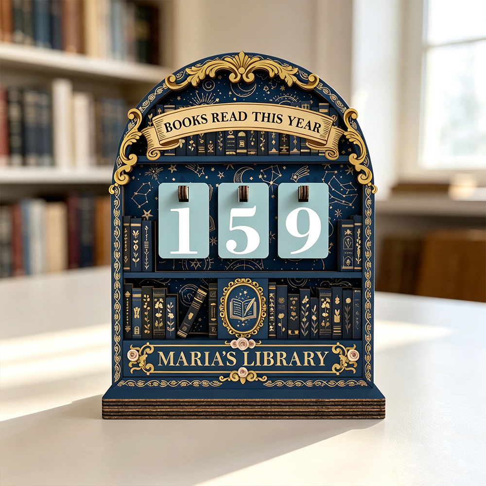 Personalized Reading Tracker – Vintage Book Counter Decor, Custom Book Lover Gift for Avid Readers