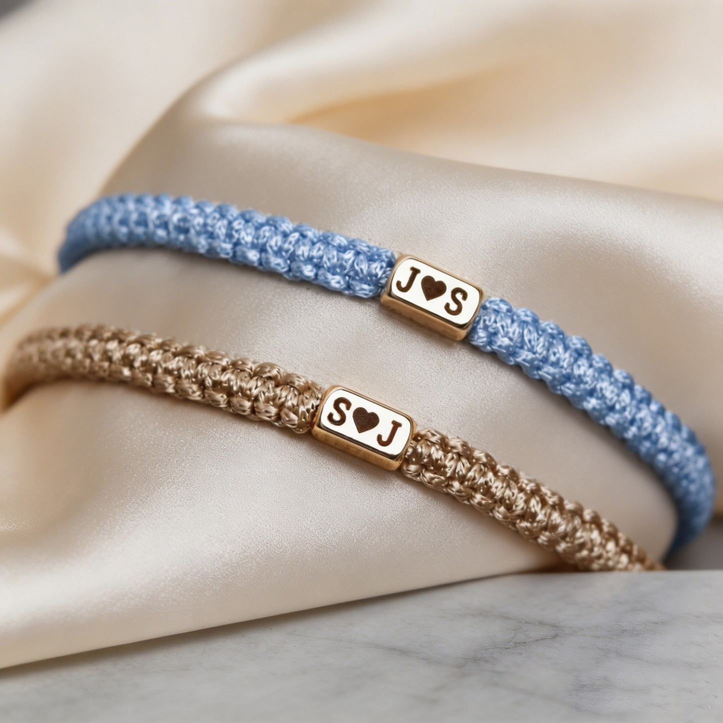 Personalized Initial Couple Bracelets Set of 2 - Adjustable Matching Friendship Jewelry with Heart Charm - Custom Name Gift for Boyfriend, Girlfriend, Bestie, Anniversary or Birthday