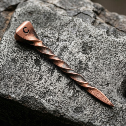 Personalized Engraved Initial Horseshoe Nail Hat Pin, Rustic Metal Cowboy Hat Accessory, Birthday or Father’s Day Gift for Cowboys and Cowgirls