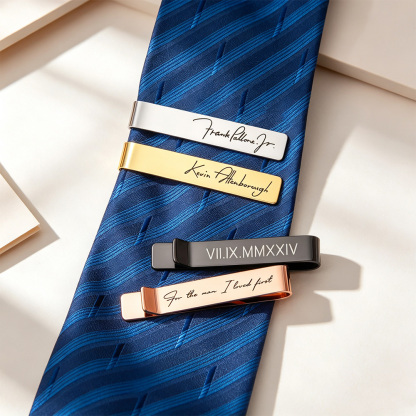 Custom Handwriting Engraved Tie Clip – Personalized Stainless Steel Men’s Accessory for Groomsmen, Father’s Day & Anniversary Gifts