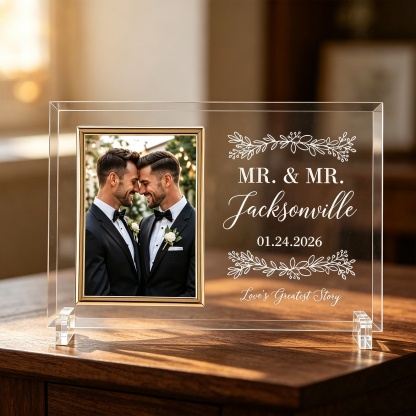 Personalized Wedding Keepsake Frame – Custom Acrylic Photo Frame with Names & Wedding Date