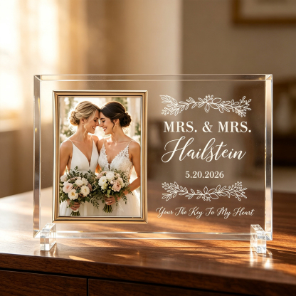 Personalized Wedding Keepsake Frame – Custom Acrylic Photo Frame with Names & Wedding Date