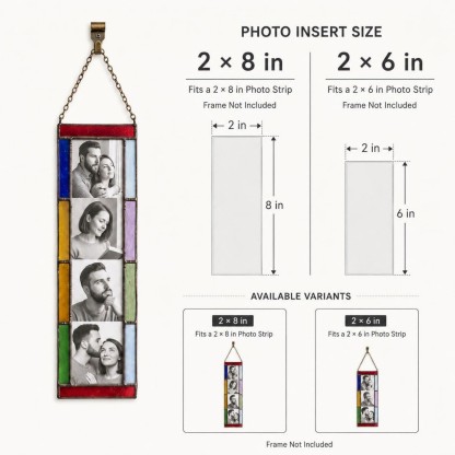 Personalized Stained Glass Photo Strip Frame Hanging Photo Decor