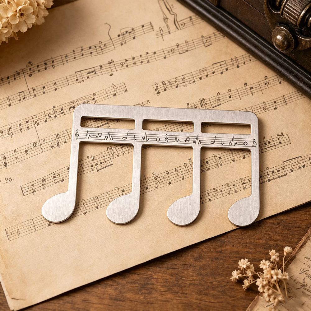 Personalized Music Note Page Holder Bookmark – Custom Name Engraved Stainless Steel Clip for Sheet Music, Piano, Violin & Guitar Players, Gift for Musicians