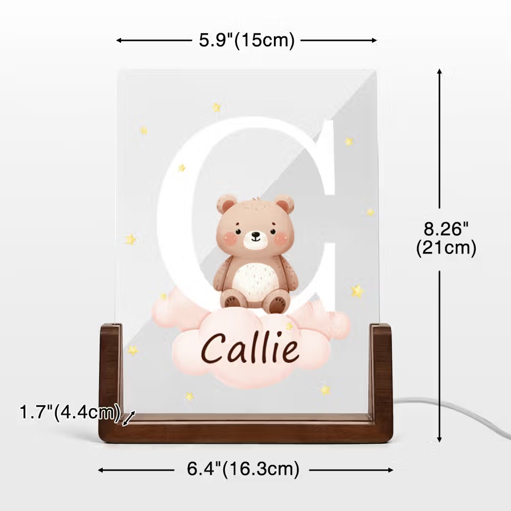 Personalized Animal LED Night Light with Name, Custom Acrylic Bedside Lamp for Kids Room, Cute Nursery Decor Birthday Gift for Children