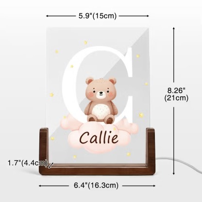 Personalized Animal LED Night Light with Name, Custom Acrylic Bedside Lamp for Kids Room, Cute Nursery Decor Birthday Gift for Children
