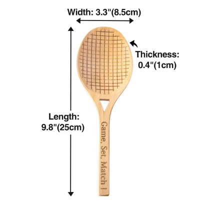 Personalised Wooden Tennis Racket Salad Servers Set with Engraved Text Custom Kitchen Utensils Gift for Tennis Lovers