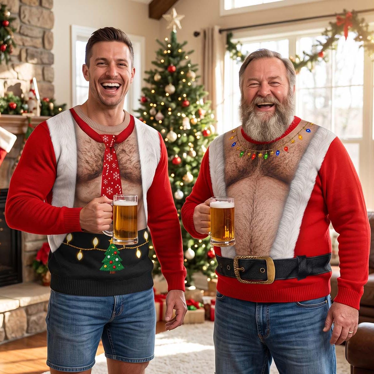 Funny Santa Abs Christmas Sweatshirt
