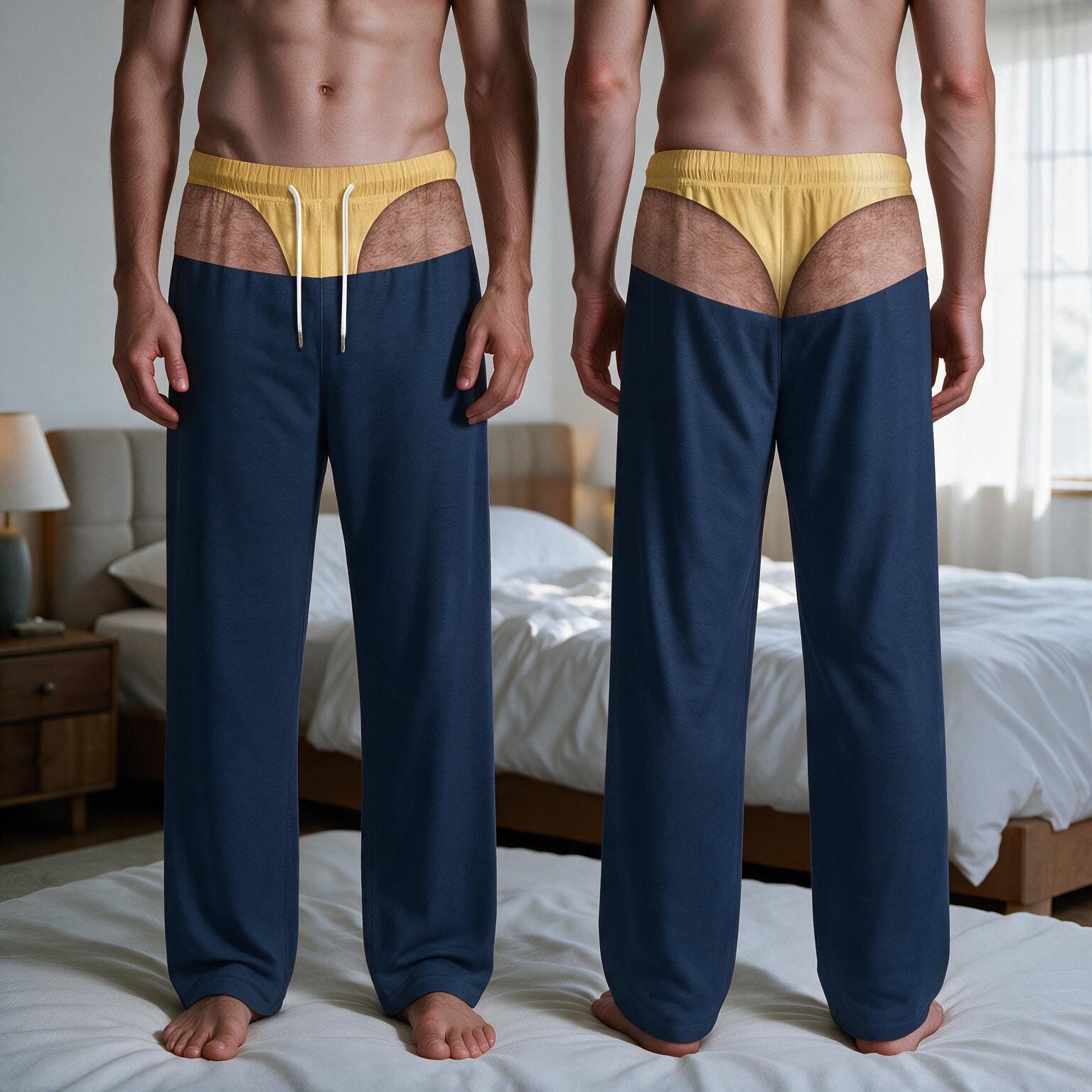 Funny Fake Butt Pajama Pants, Custom Prank Underwear Print Lounge Pants, Novelty Gag Gift for Men and Women