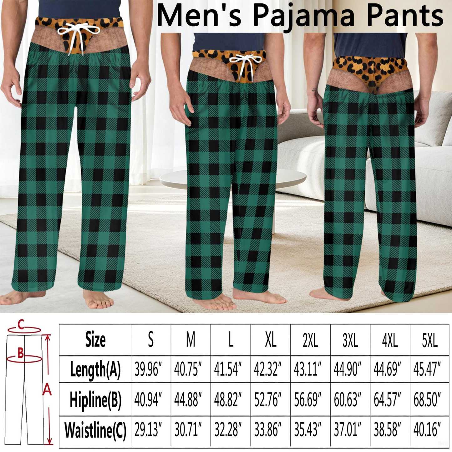 Funny Fake Butt Pajama Pants, Custom Prank Underwear Print Lounge Pants, Novelty Gag Gift for Men and Women