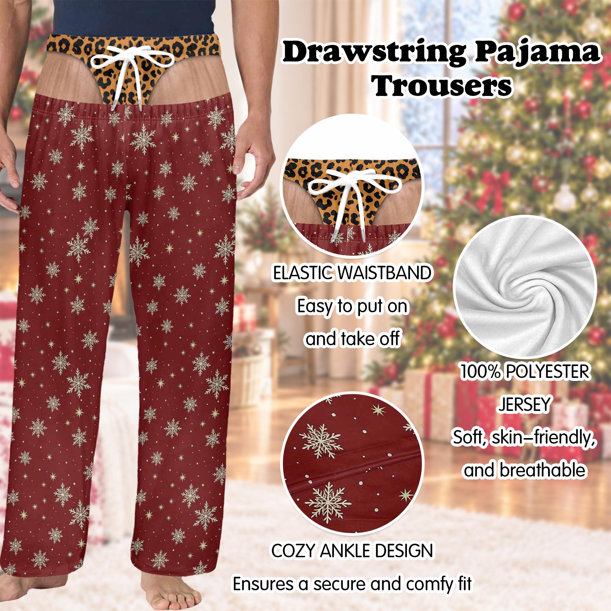 Personalized Fake Butt Prank Pajama Pants, Funny Custom Underwear Print Lounge Pants, Novelty Christmas Gag Gift