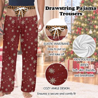 Personalized Fake Butt Prank Pajama Pants, Funny Custom Underwear Print Lounge Pants, Novelty Christmas Gag Gift