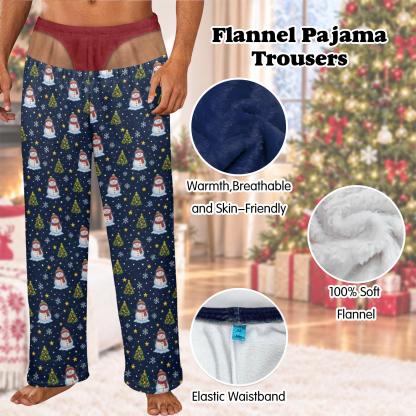 Personalized Fake Butt Prank Pajama Pants, Funny Custom Underwear Print Lounge Pants, Novelty Christmas Gag Gift