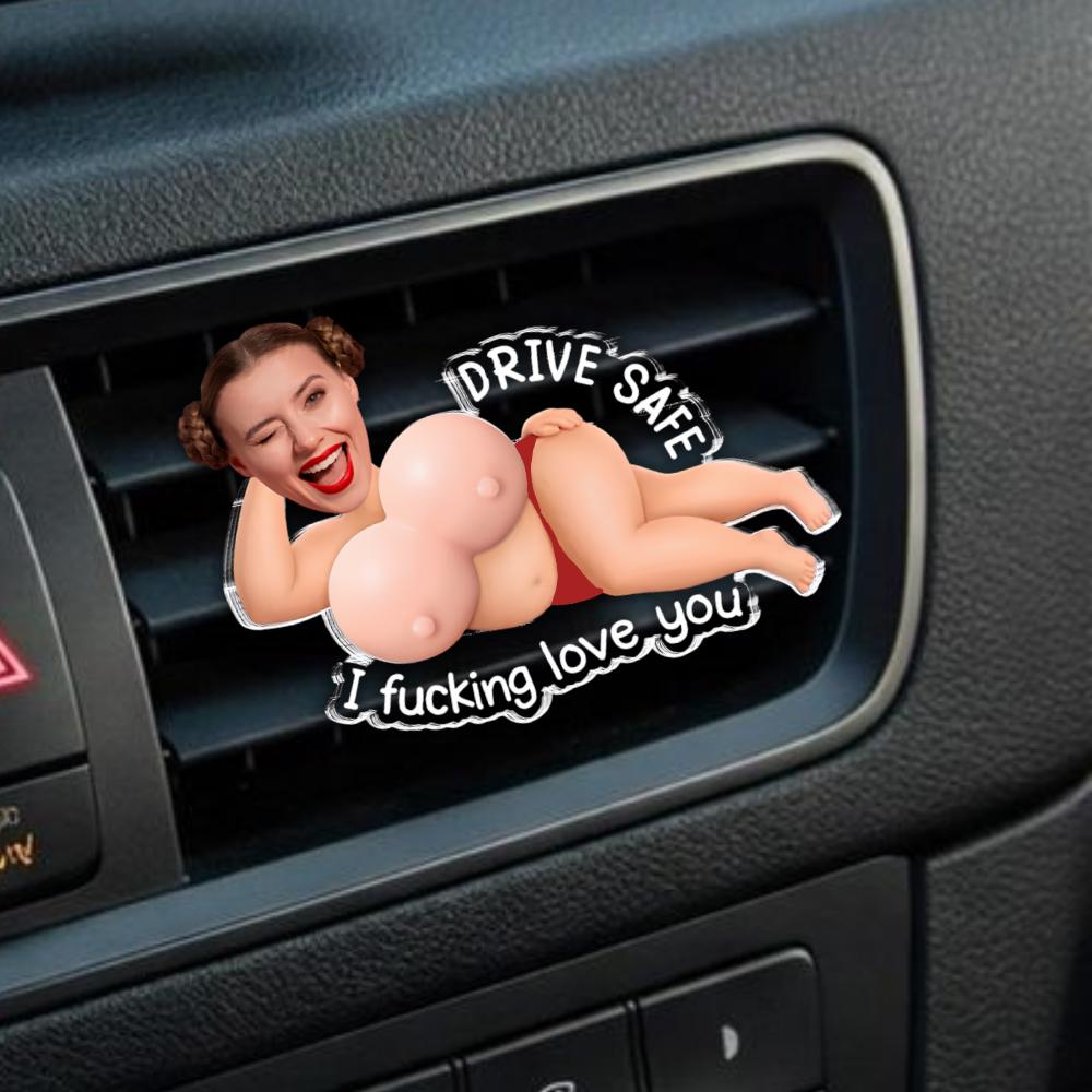Personalized Photo Squishy Car Vent Clip, Funny “Keep Your Eyes on the Road” Couple Gift