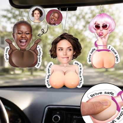 Personalized Funny Face Squishy Car Ornament, Custom Photo Gift for Him