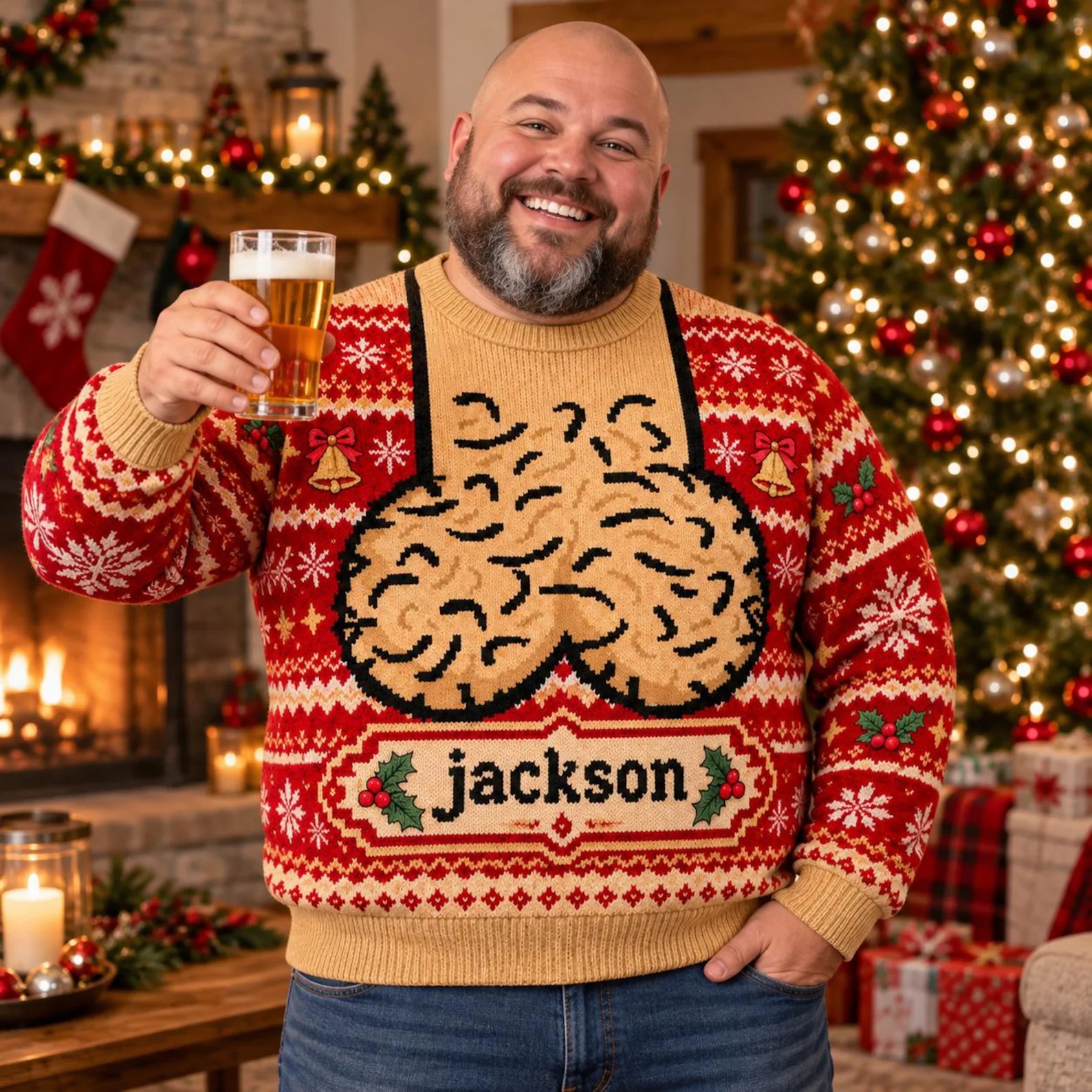 Personalized Ugly Christmas Sweater, Custom Name Funny Holiday Shirt, Christmas Gift for Him