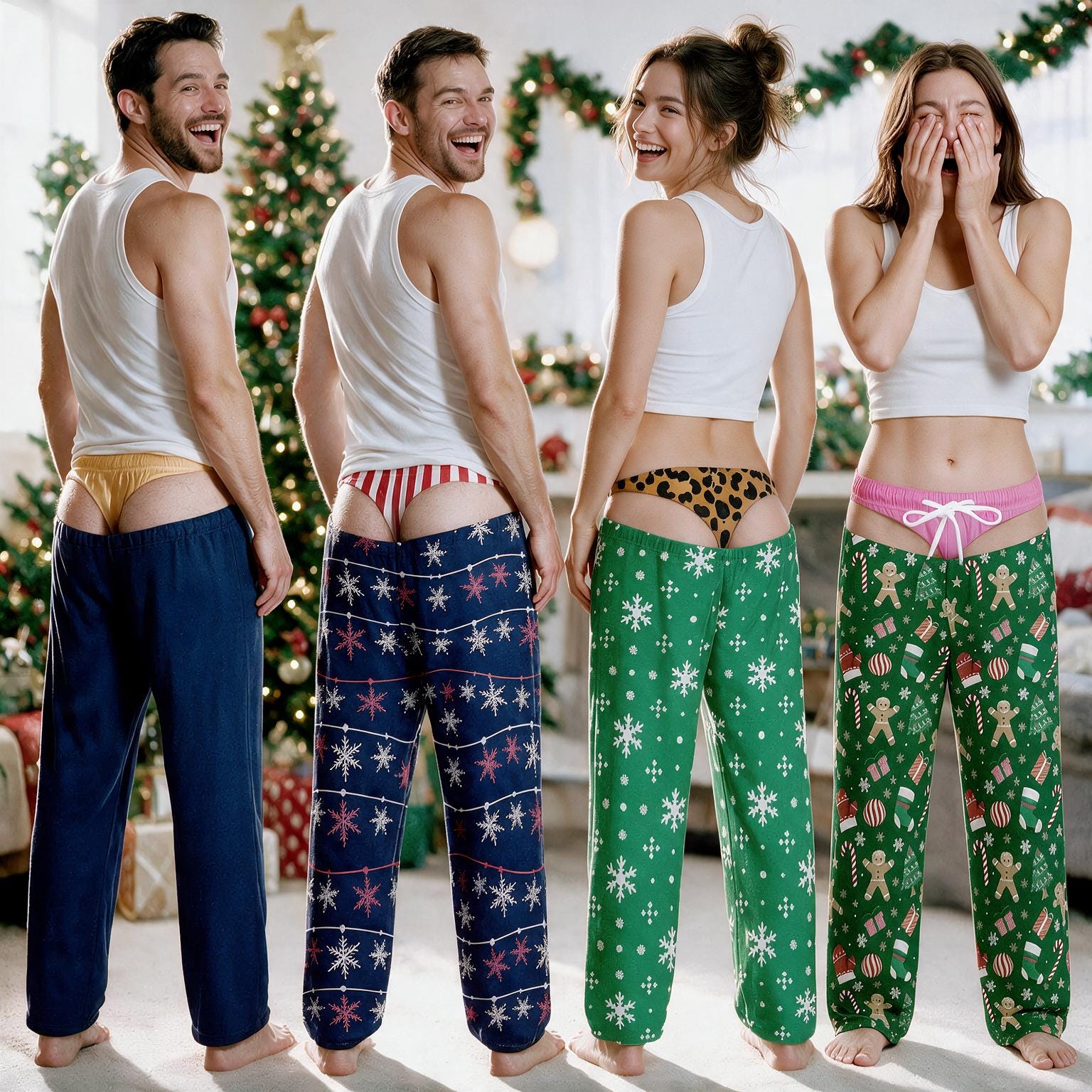 Funny fake underwear illusion pajama pants