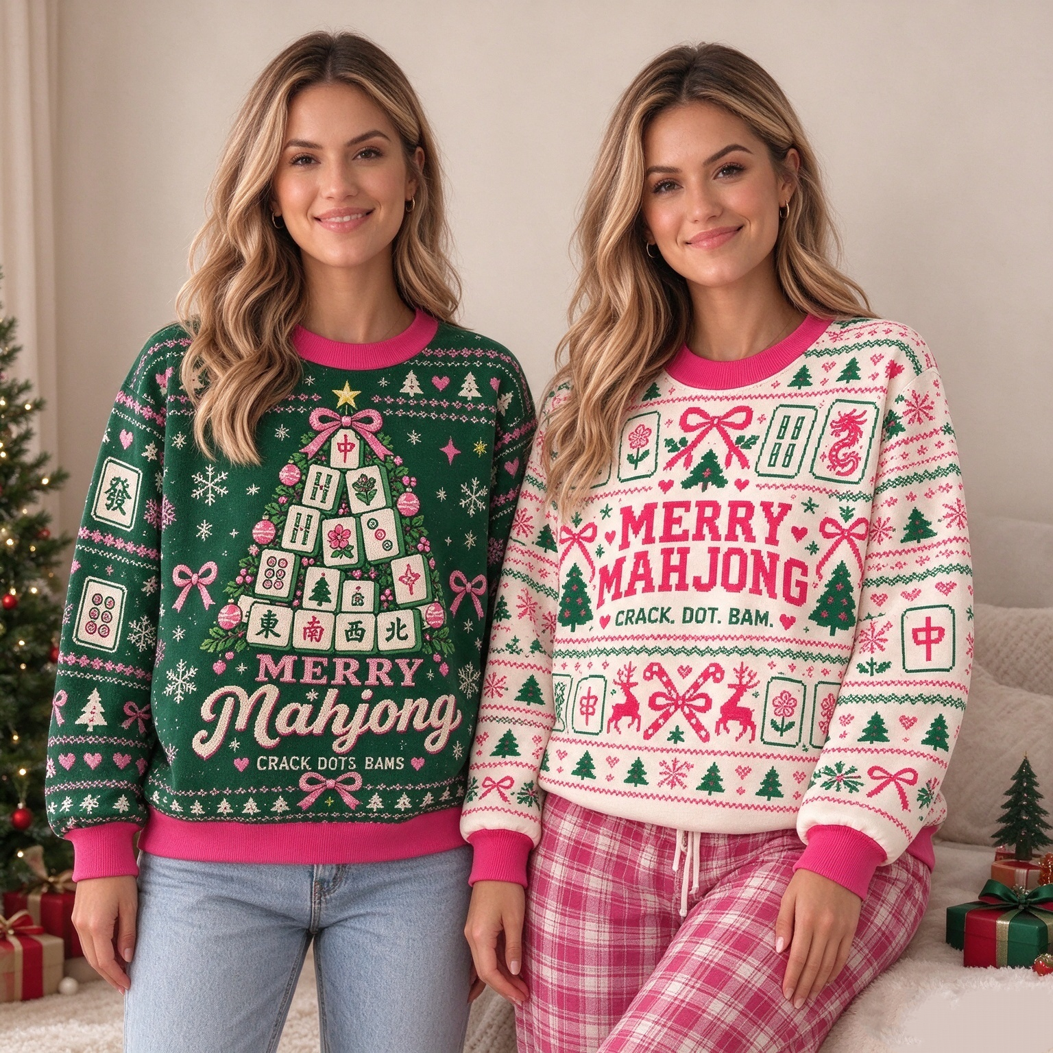 Retro Mahjong Christmas Sweatshirt, Vintage Mahjong Holiday Pullover, Funny Christmas Gift for Mahjong Lovers