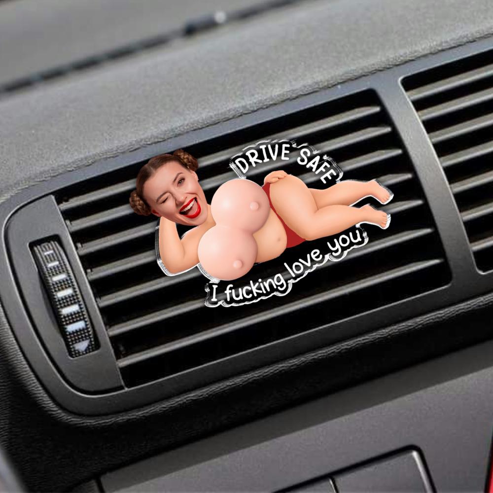 Personalized Photo Squishy Car Vent Clip, Funny “Keep Your Eyes on the Road” Couple Gift