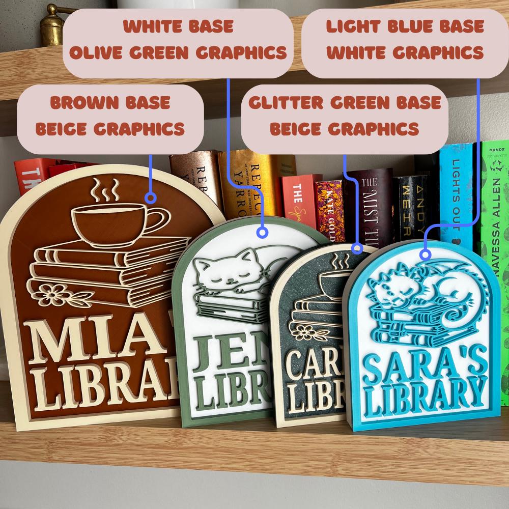 Personalized Library Sign, Custom Bookshelf Decor for Your Reading Nook