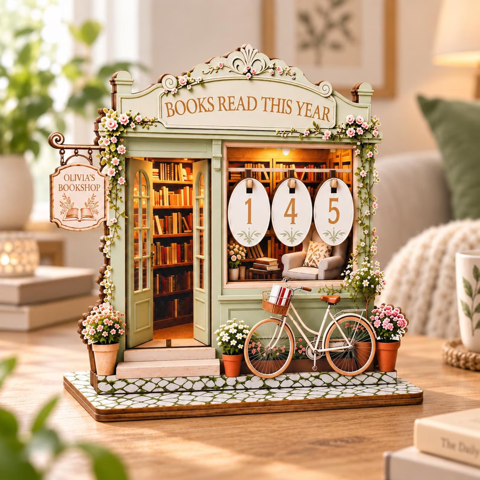 Personalized Bookstore Reading Tracker, Books Read This Year Counter, Custom Book Lover Decor