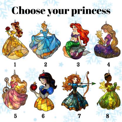 Personalized Princess Acrylic Suncatcher, Custom Name Faux Stained Glass Window Hanging, Fairytale Gift