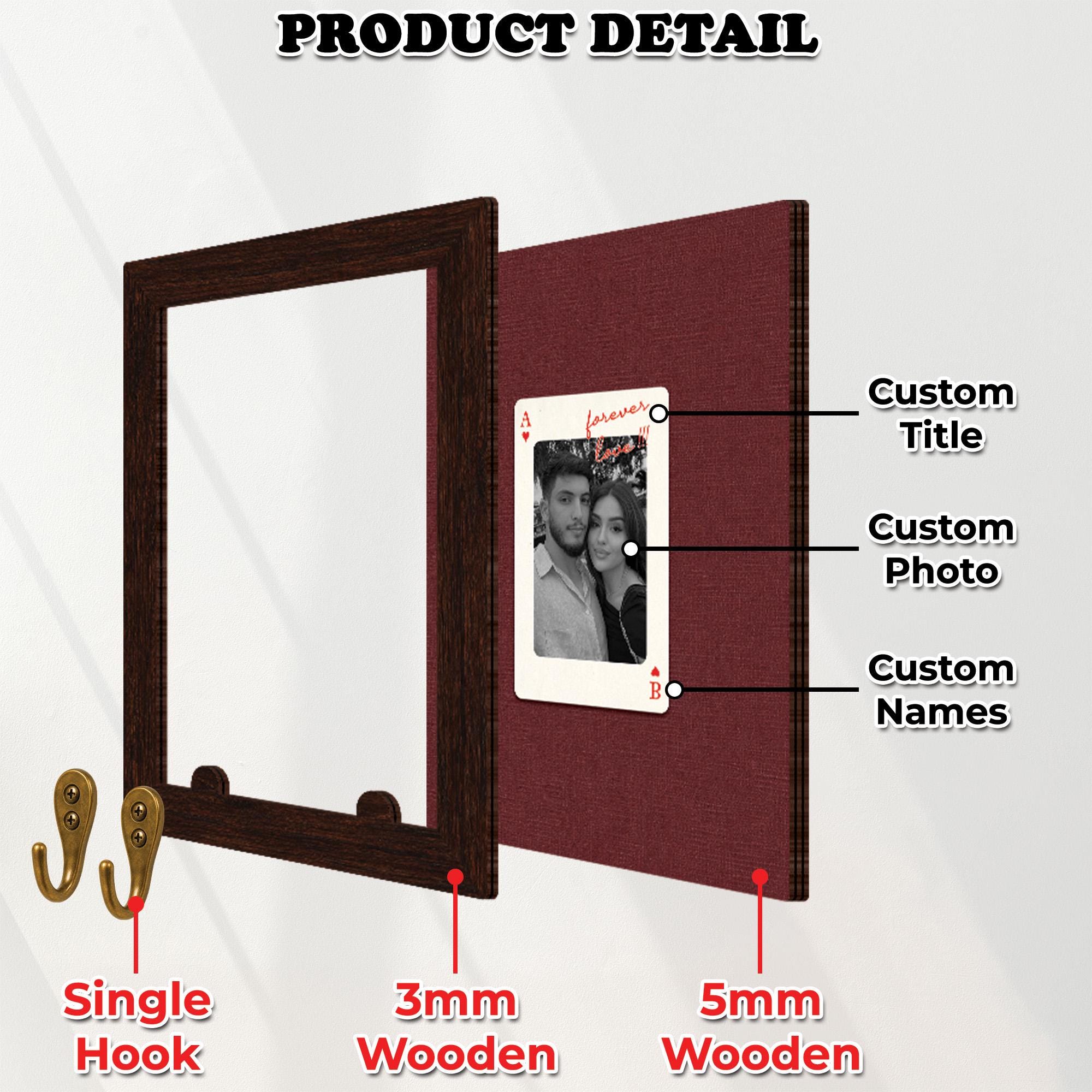 Personalized Striped Wooden Photo Key Holder, Custom Photo Strip Wall Decor, Couple Keepsake Gift