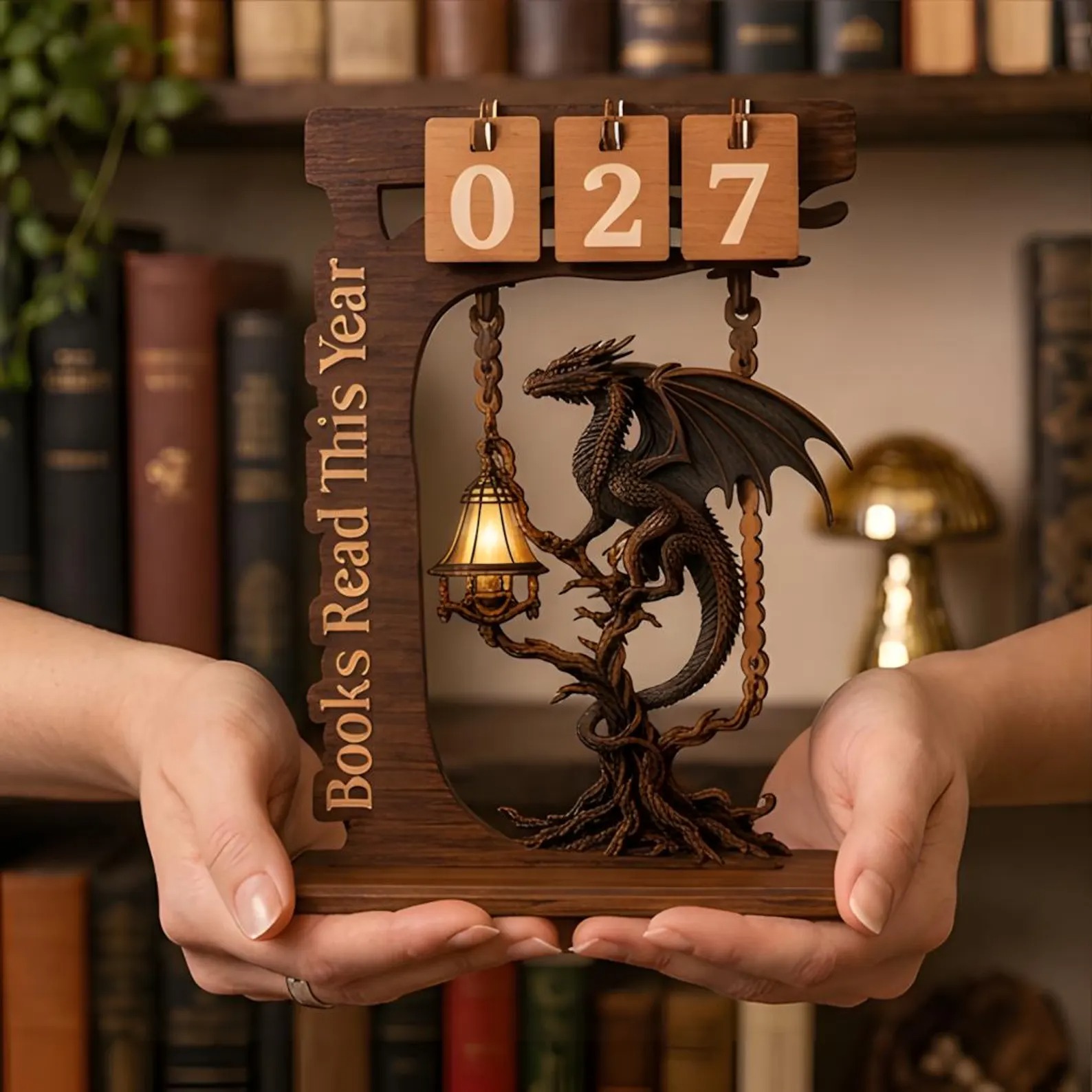 Personalized Dragon Book Tracker, Custom Fantasy Reading Counter, Books Read This Year Display, Book Lover Gift
