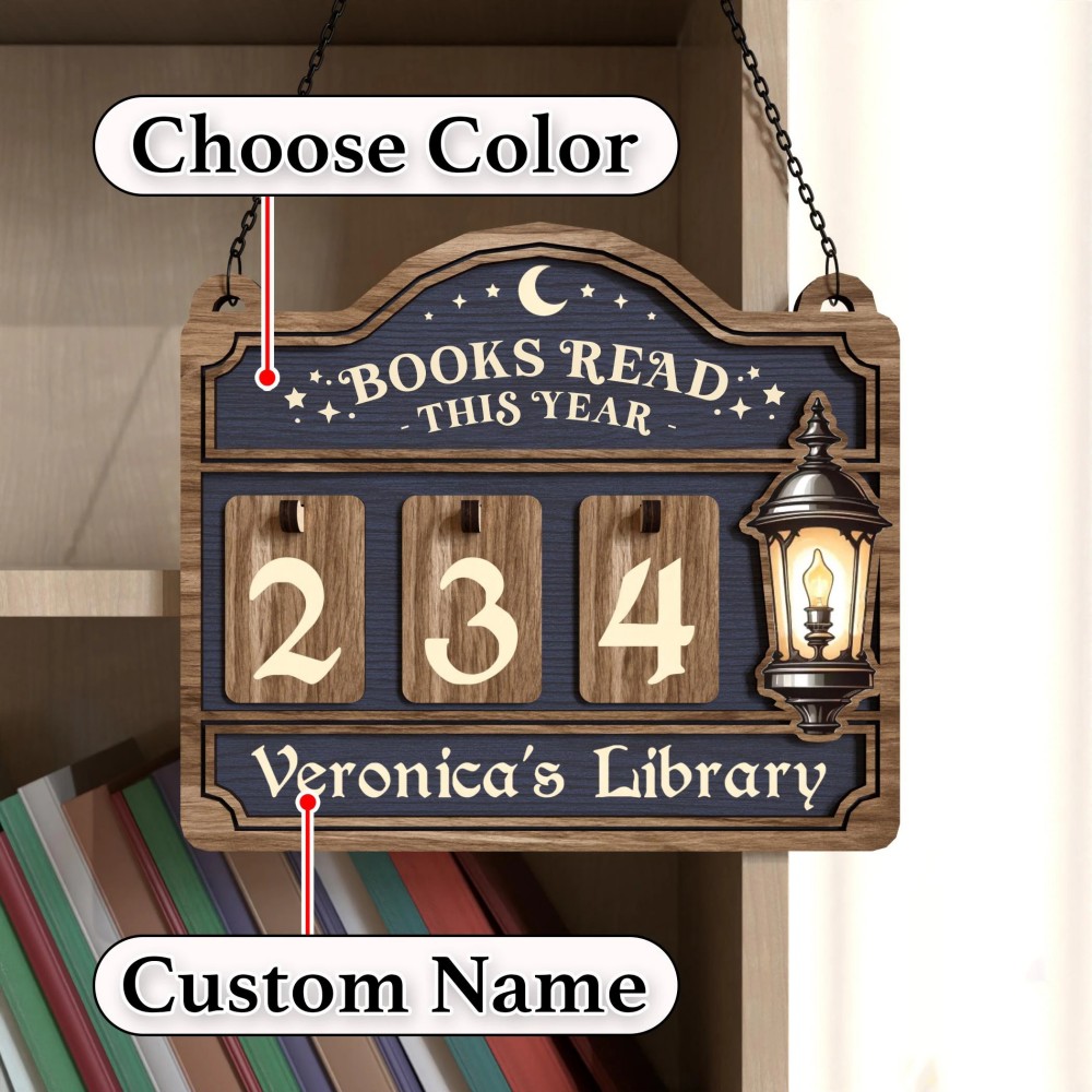 Personalized Books Read Tracker, Books Read This Year Counter, Custom Bookshelf Decor, Book Lover Gift