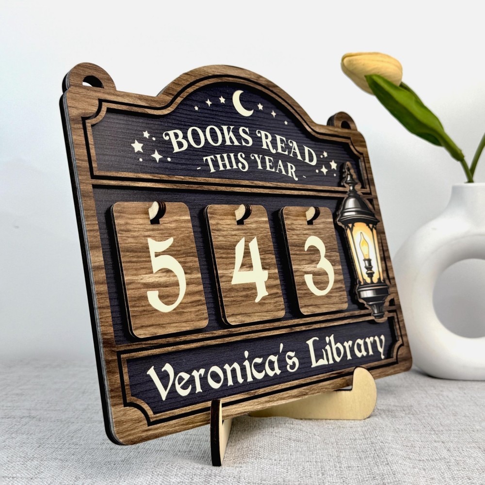 Personalized Books Read Tracker, Books Read This Year Counter, Custom Bookshelf Decor, Book Lover Gift