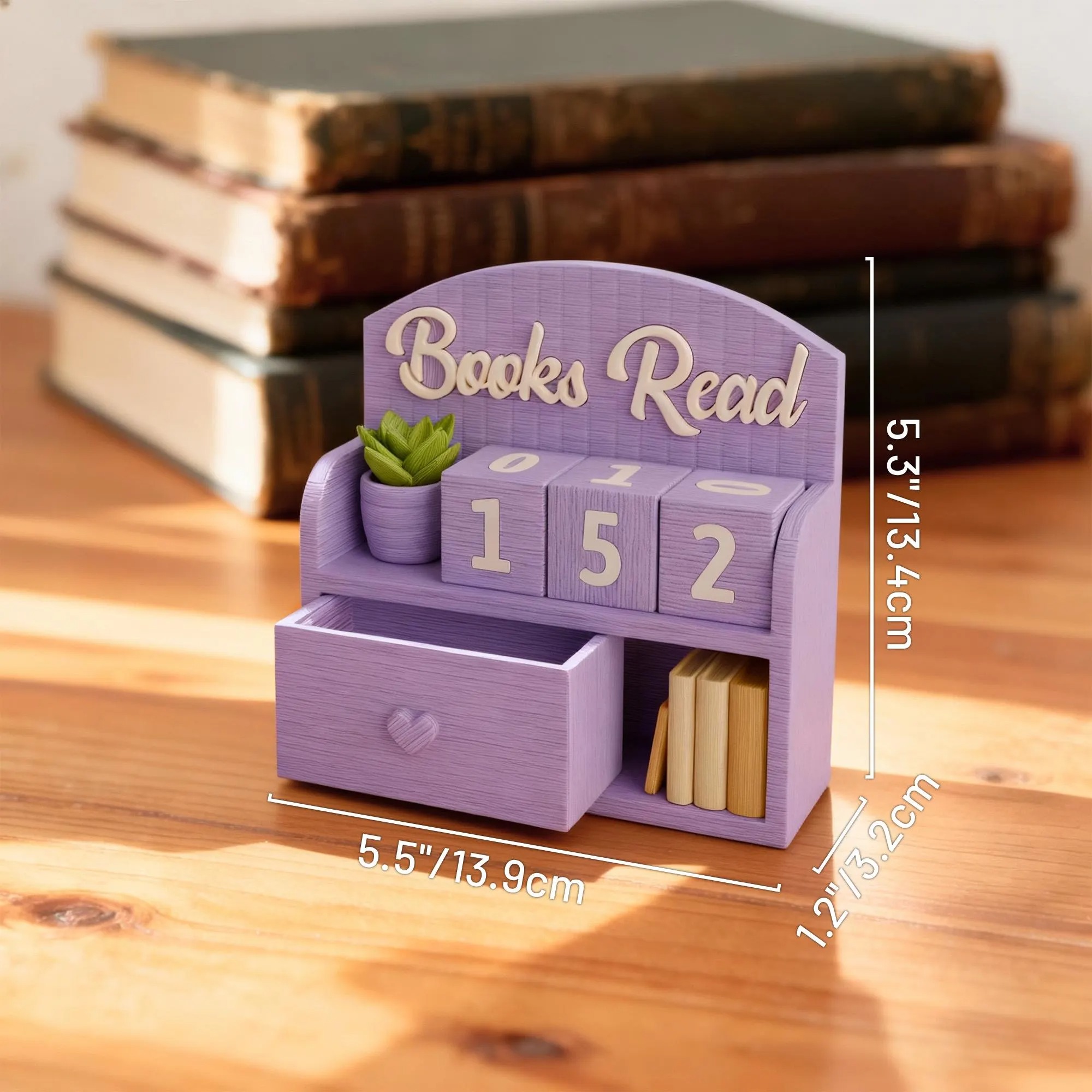 3D-Printed Book Tracker, Books Read This Year Counter, Bookshelf Decor for Book Lovers
