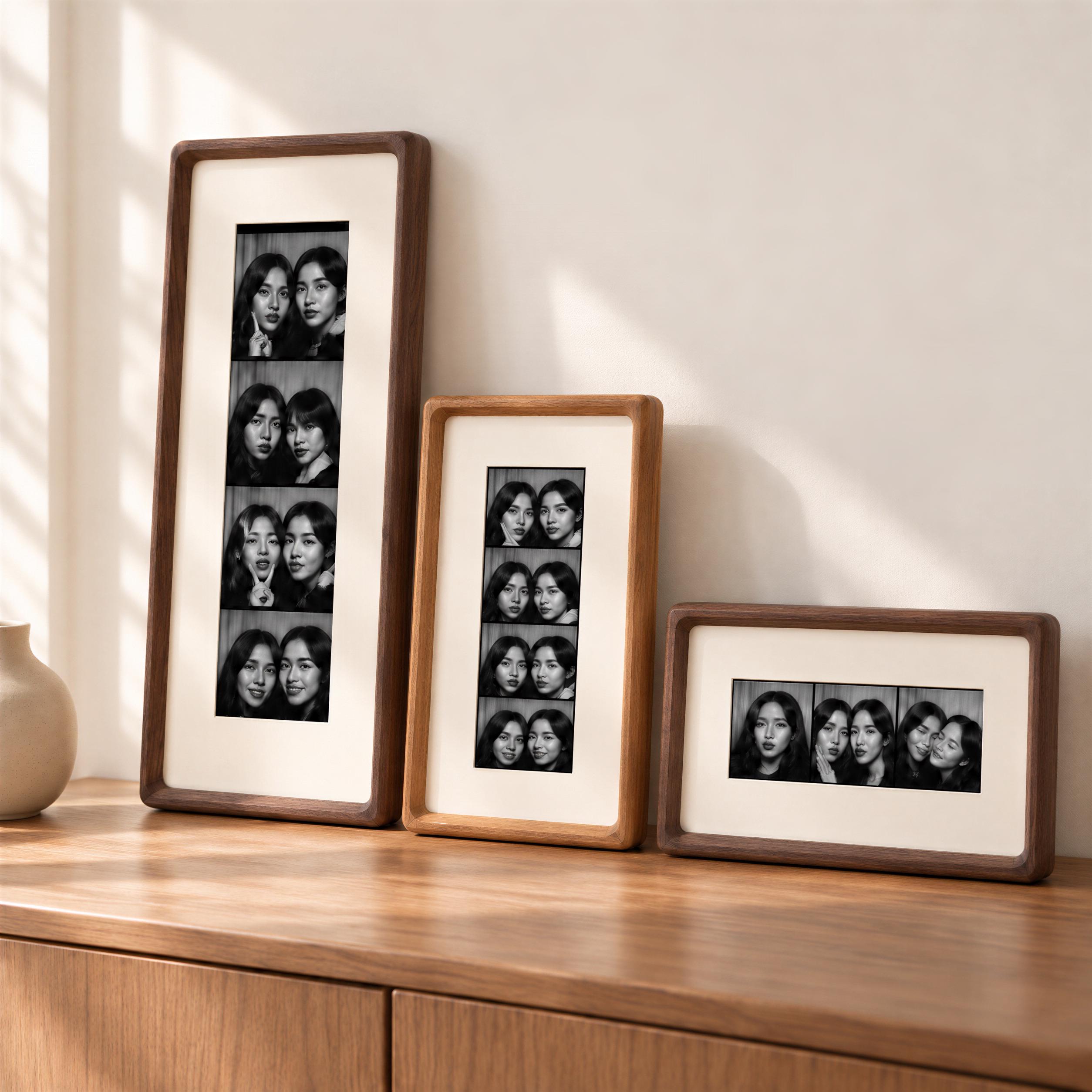 Personalized Photo Strip Frame, Solid Wood Picture Frame, Custom Photo Display