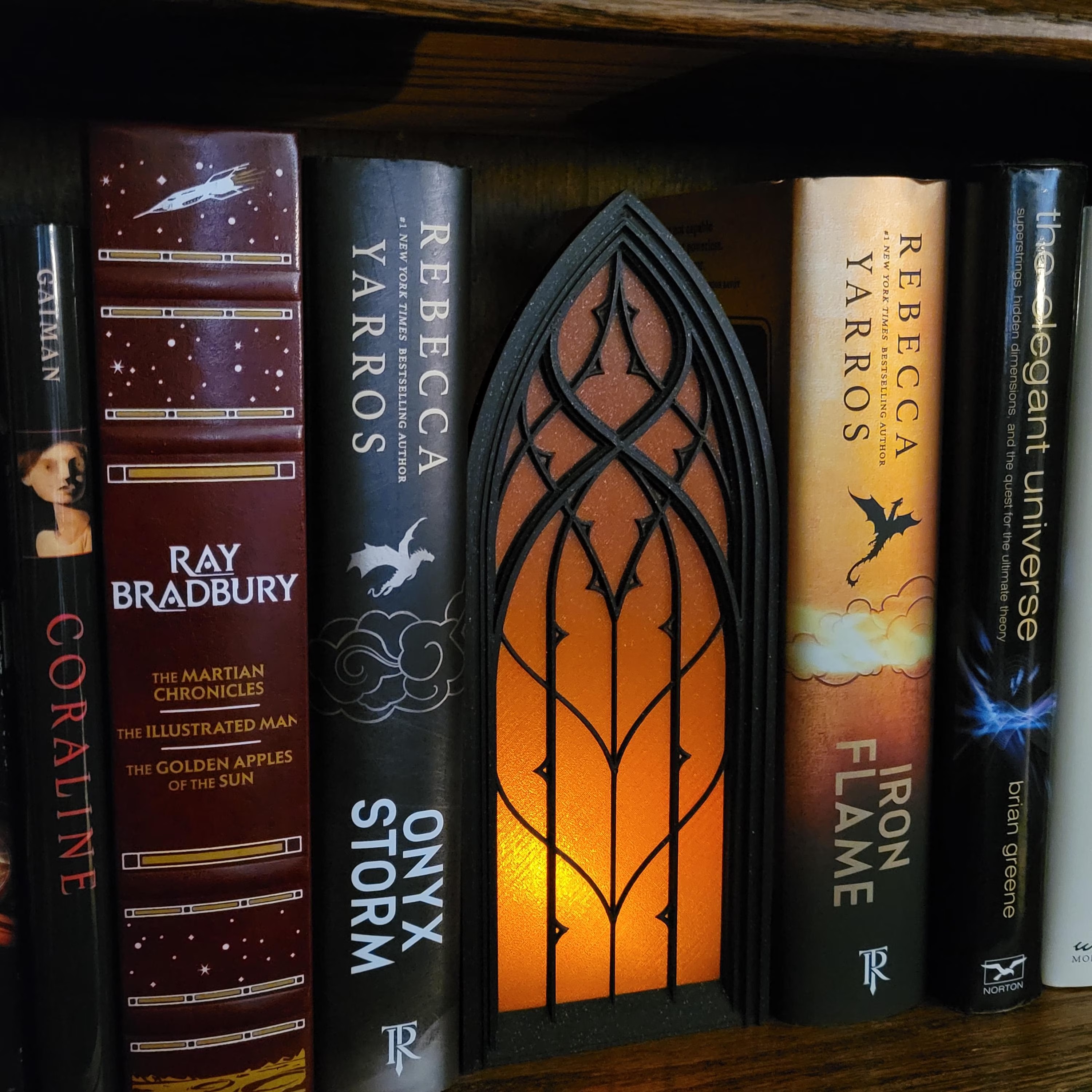 Personalized Gothic Book Nook Lamp, Cathedral Window Bookshelf Light, Custom Reading Nook Decor for Book Lovers