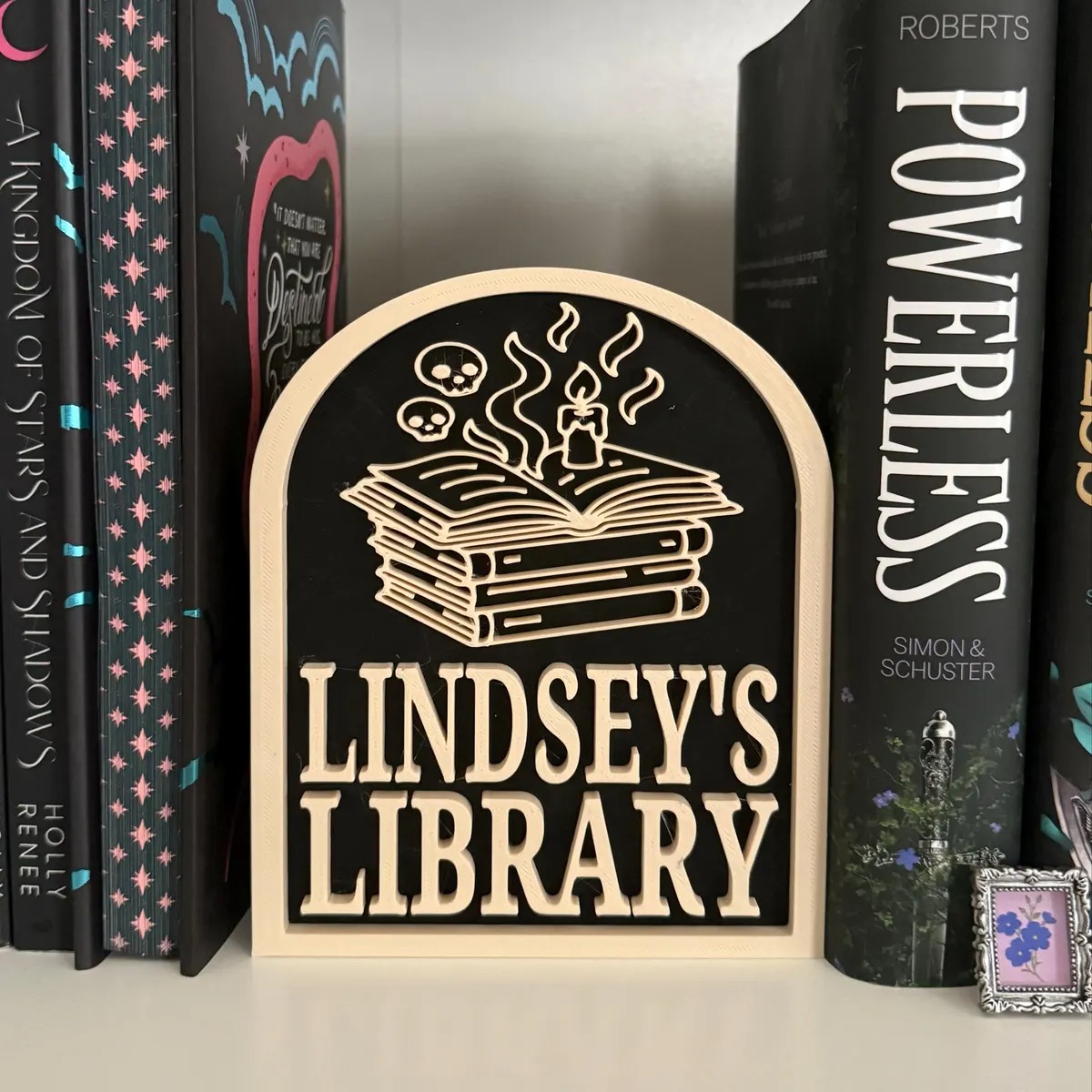 Personalized Library Sign, Custom Bookshelf Decor for Your Reading Nook