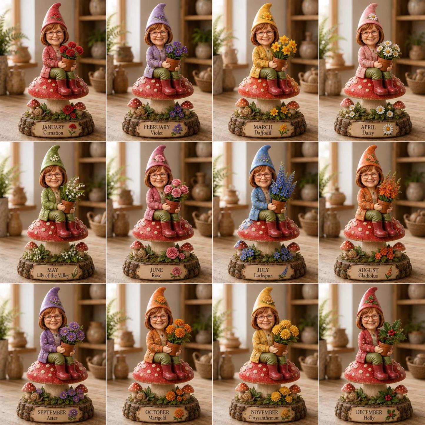 Personalized Daffodil Gnome Figurine, Custom Photo & Name Garden Keepsake, Flower Lover Gift
